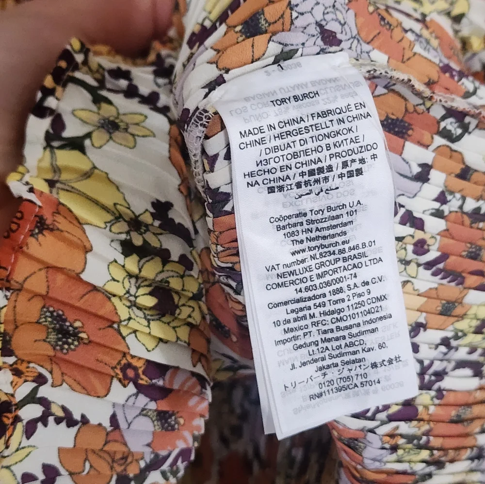 Tory Burch Runway Orange, Yellow and Purple Floral Dress Fabric
